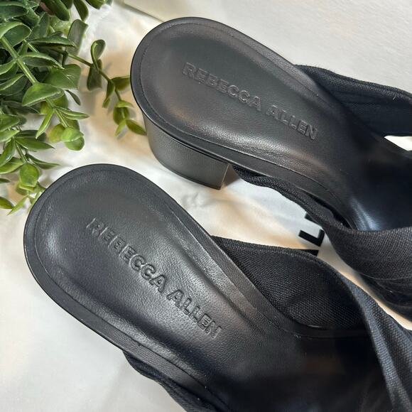 Rebecca Allen Women's The Twist Black Linen Slide Sandals Size 9.5 - Picture 7 of 7